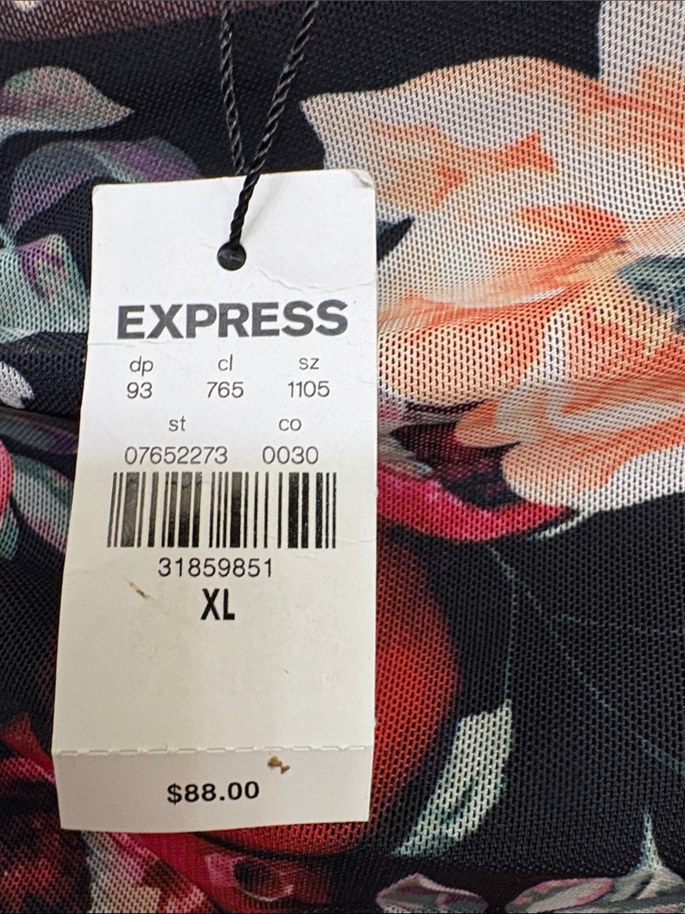 NWT Express Strapless Ruched Tube Floral Dress in Black Pink & Peach Flowers - Picture 5 of 11